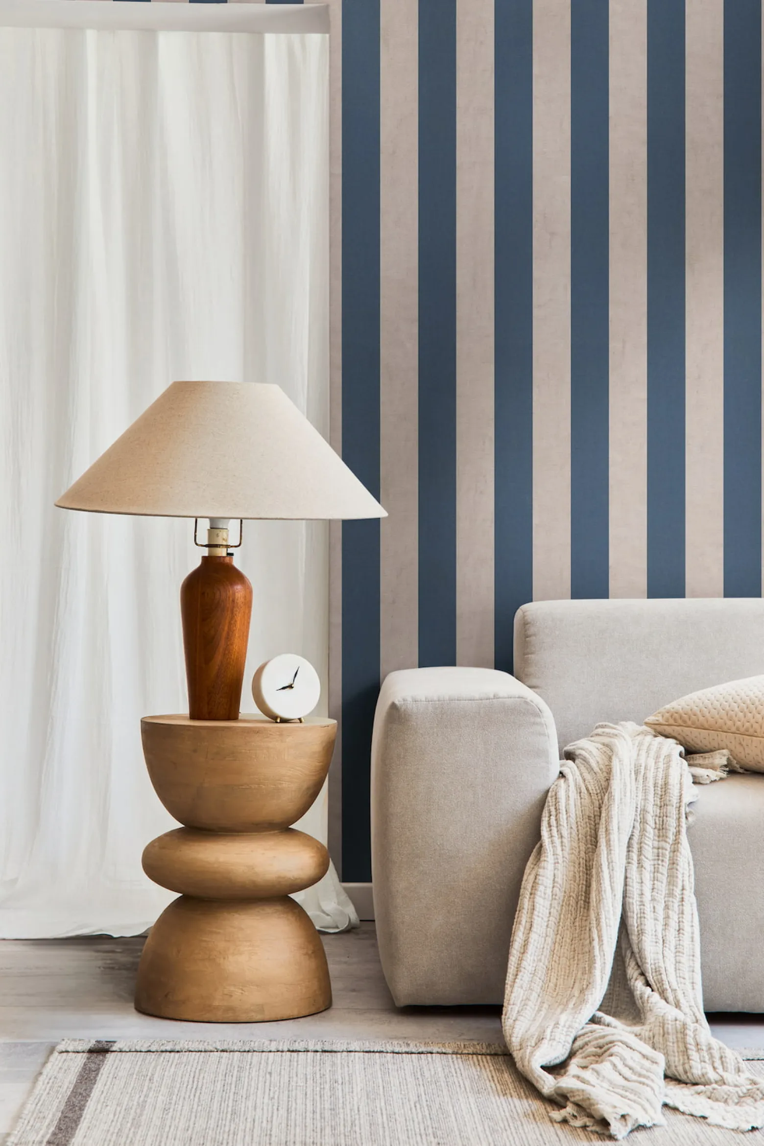 Vliestapete Streifen Textiloptik Beige Blau 78226-5
