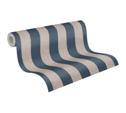 Vliestapete Streifen Textiloptik Beige Blau 78226-5