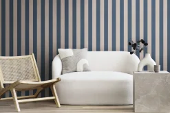 Vliestapete Streifen Textiloptik Beige Blau 78226-5