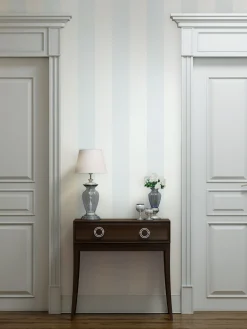 Vliestapete Streifen Textil Optik Blau Weiß 47635