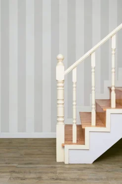 Vliestapete Streifen Textil Optik Grau Weiß 47634