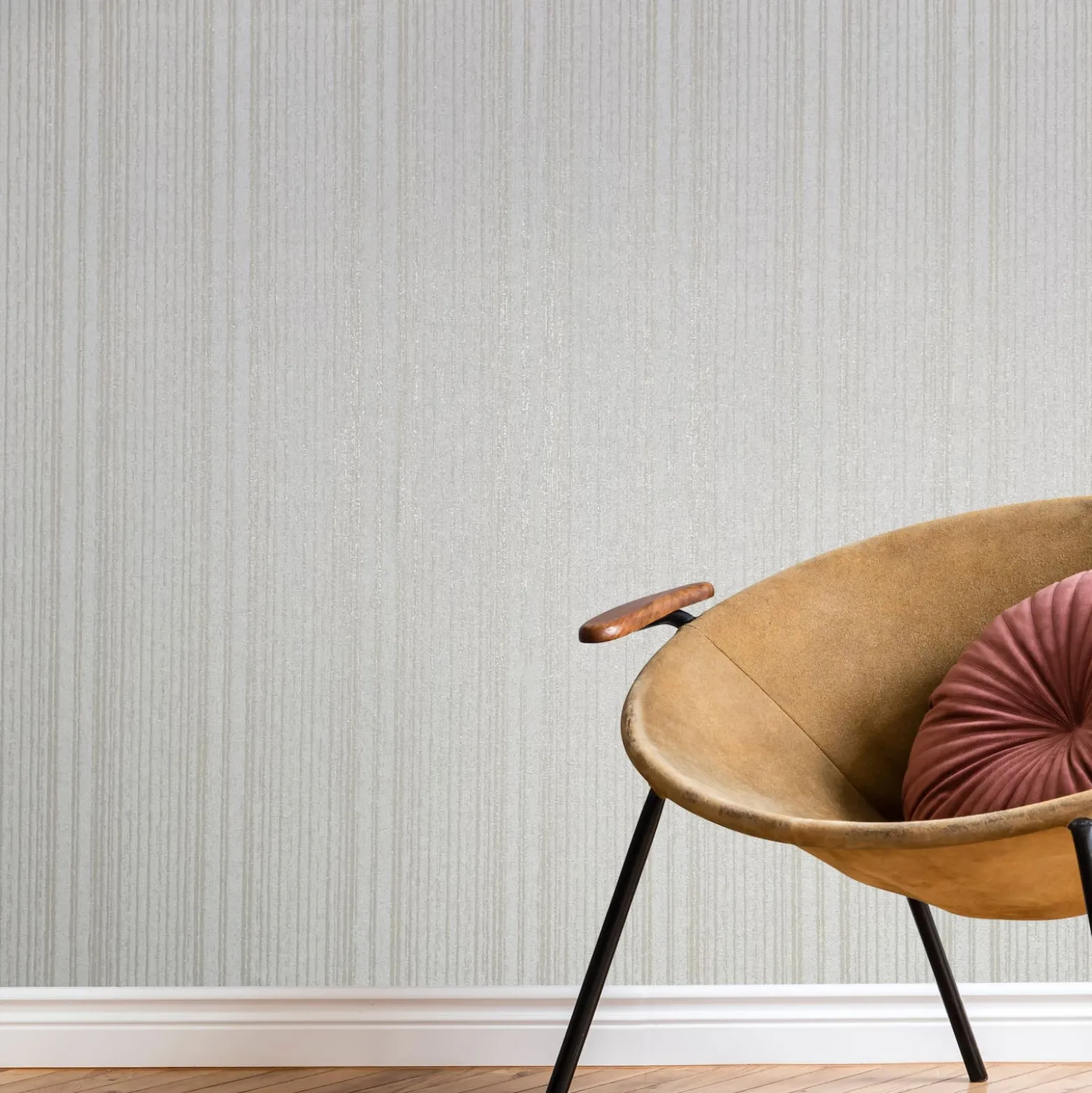 Vliestapete Streifen Weiß Beige Metallic 82443