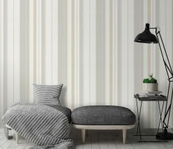 Vliestapete Streifen weiß grau beige 10139-31