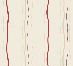 Vliestapete Streifen Wellen Creme Rot Glanz 95873-1