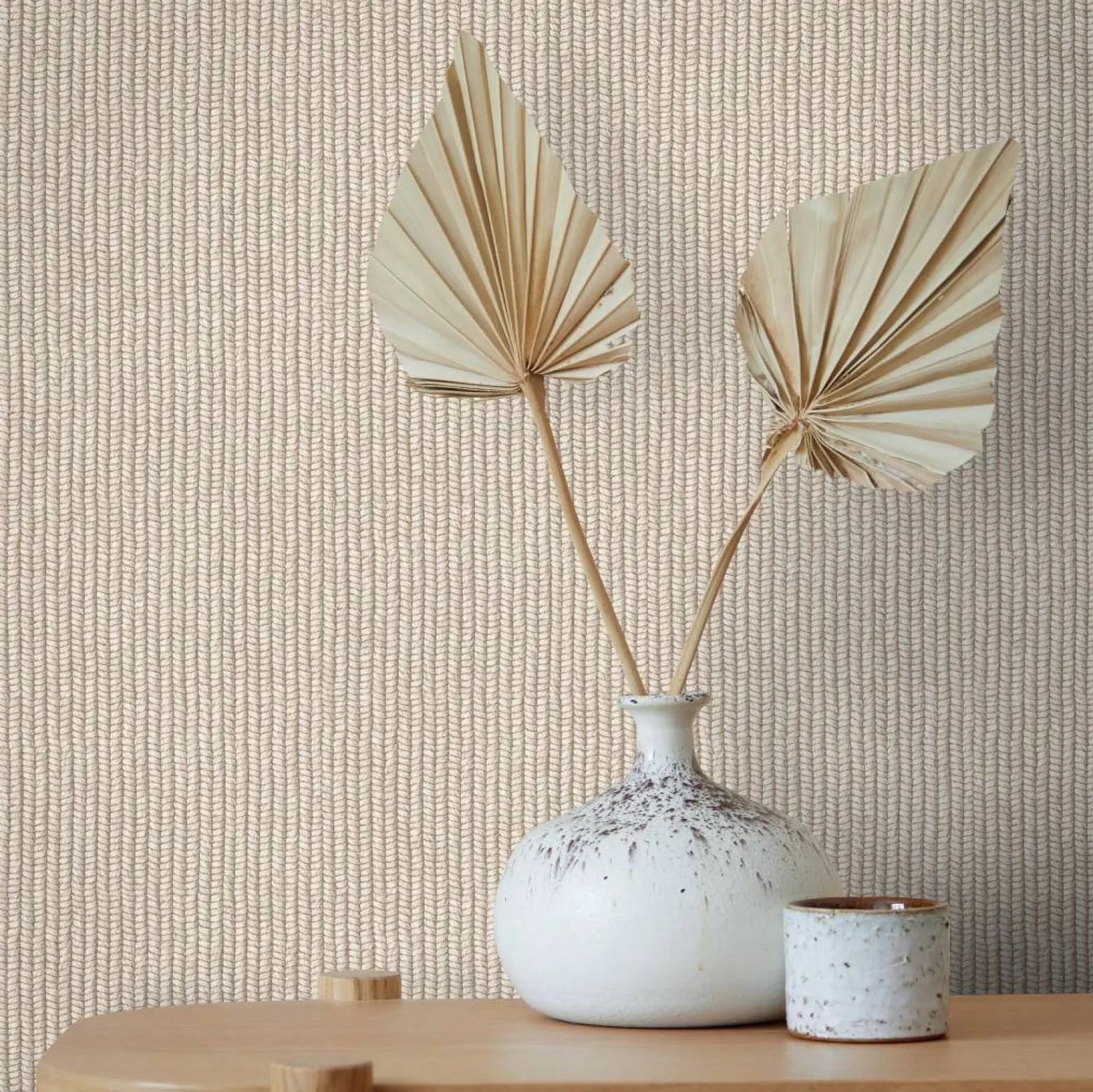 Vliestapete Strick Muster 3D-Optik Beige Braun 47484