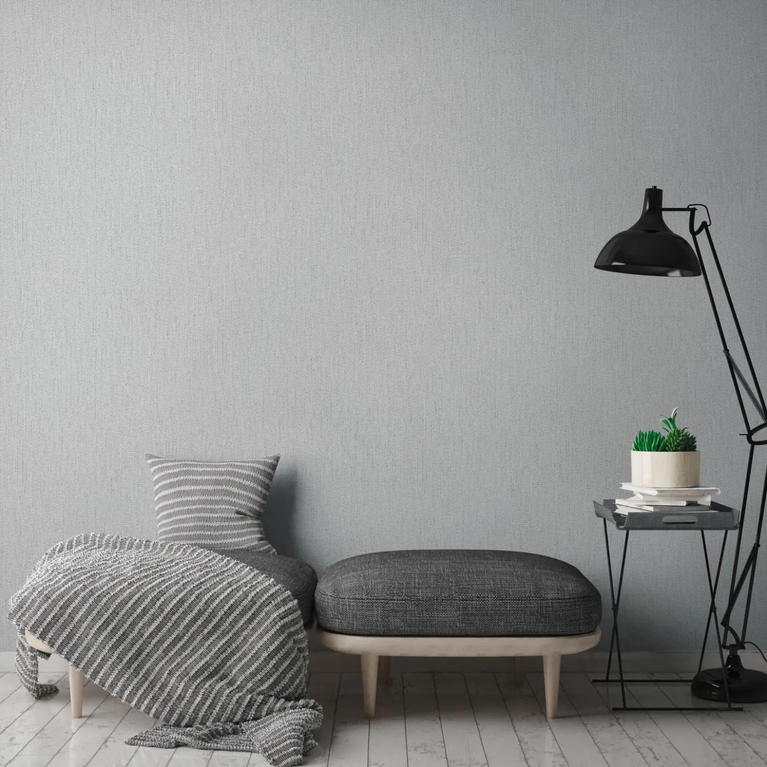 Vliestapete Struktur Hellgrau Silber Metallic 39026-3