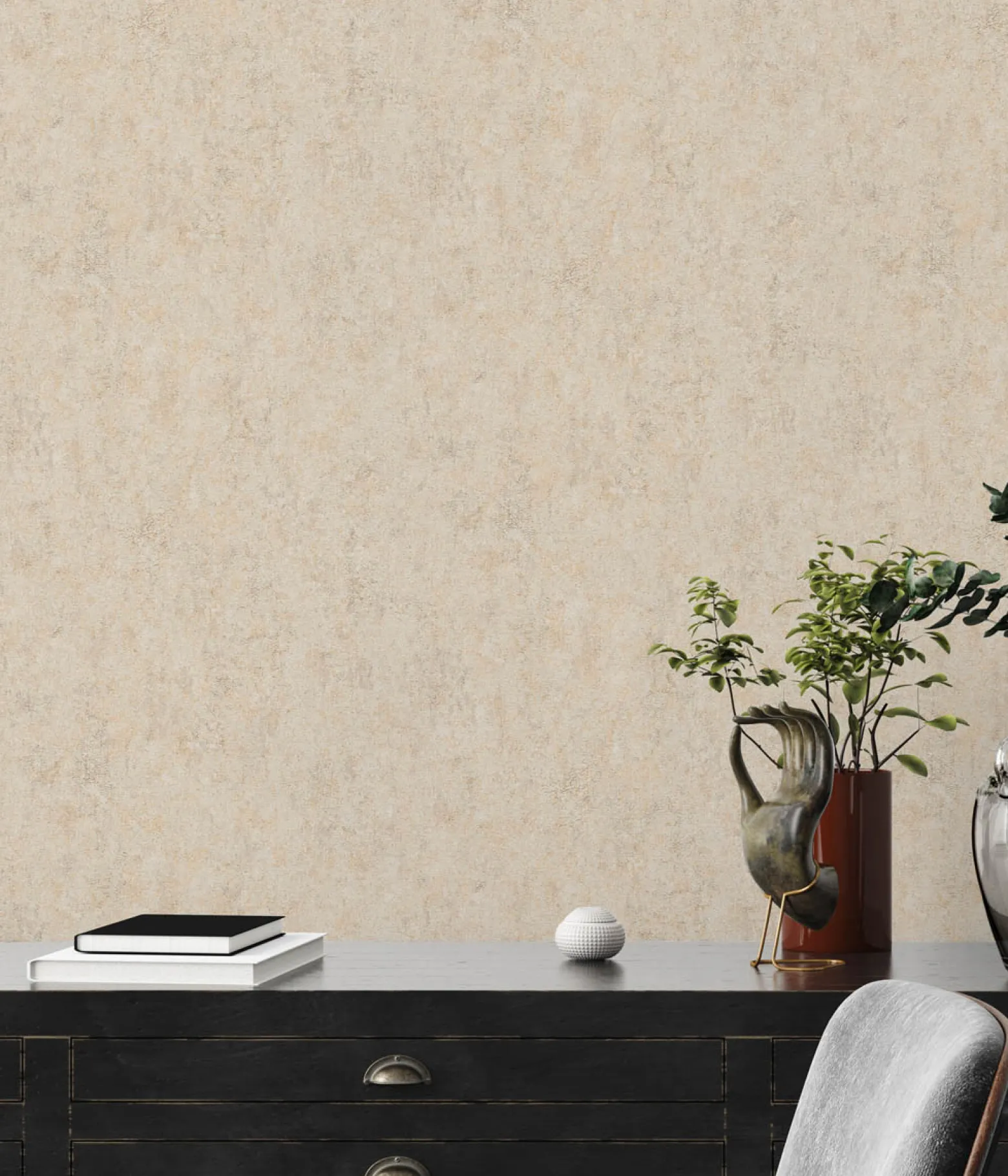 Vliestapete Strukturiert Uni Beige Creme Glanz 39036-1