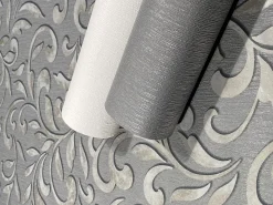 Vliestapete Struktur Linien Uni Grau Silber Metallic 82382