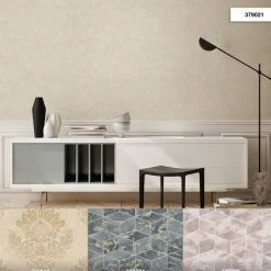 Vliestapete Struktur Meliert beige Glanz 37902-1