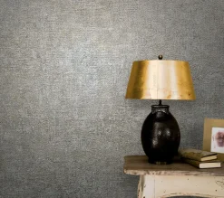 Vliestapete Struktur Uni Metallic grau gold 32832