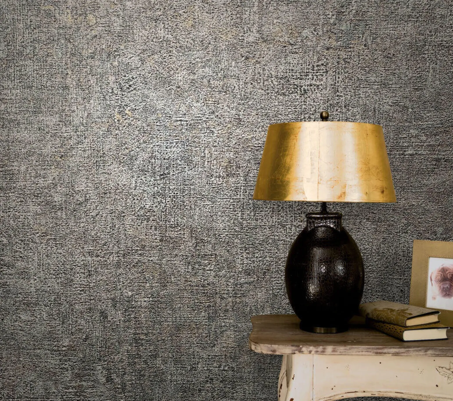 Vliestapete Struktur Uni Patina Metallic anthrazit 32828
