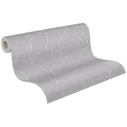 Vliestapete Struktur Zweige Grau Weiß Metallic 38504-3