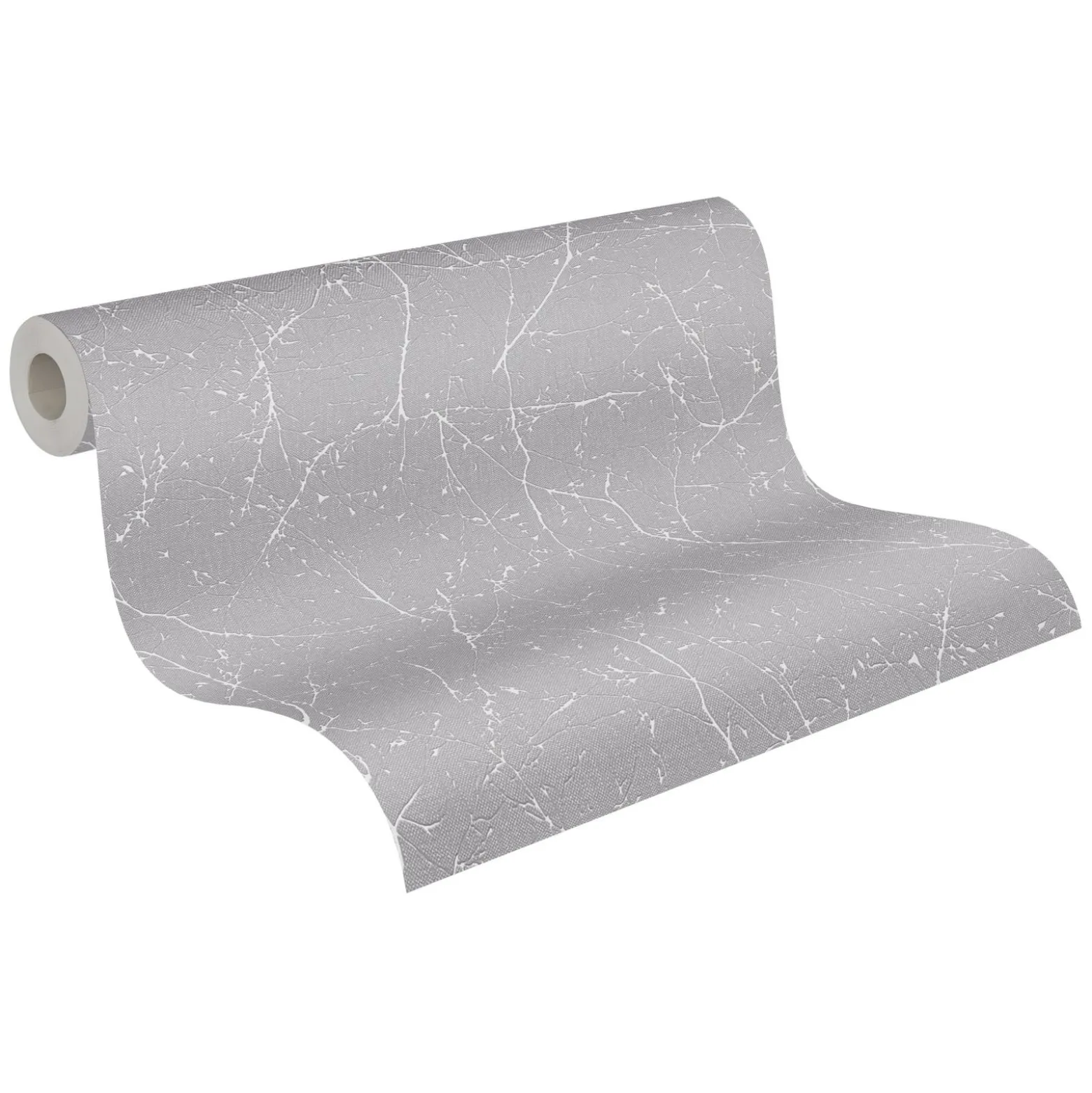 Vliestapete Struktur Zweige Grau Weiß Metallic 38504-3