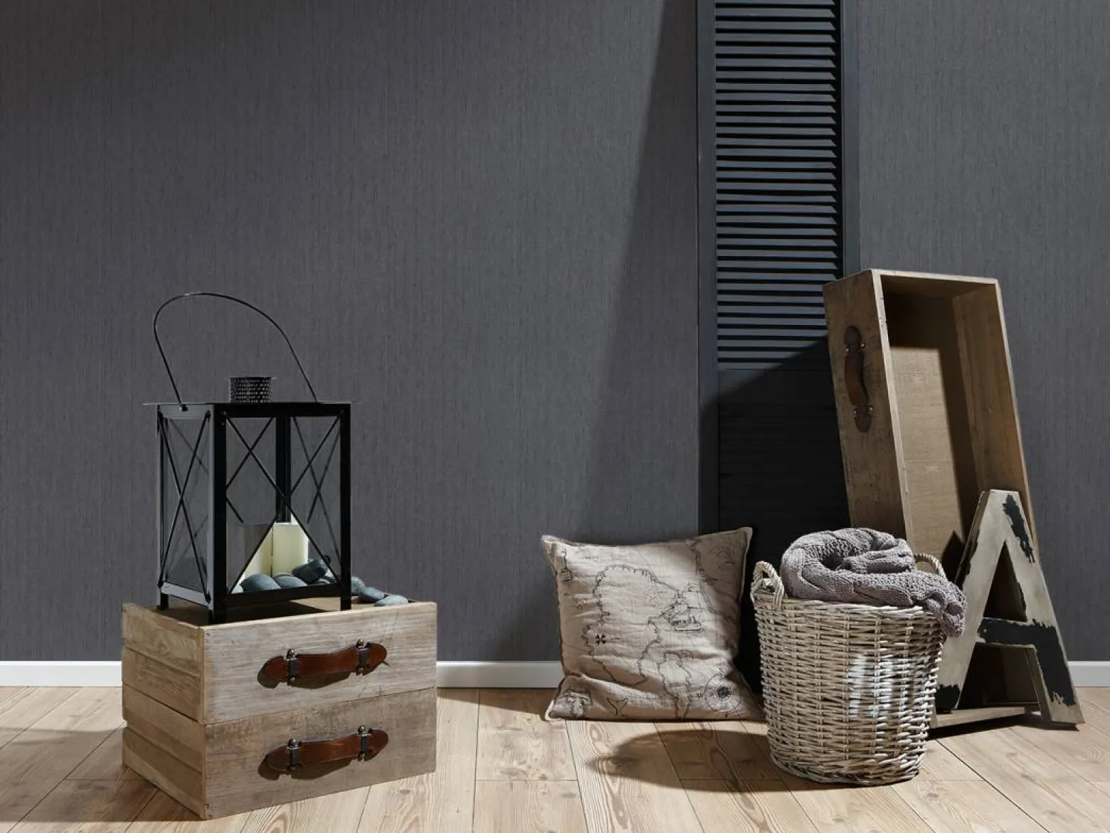 Vliestapete Textil-Design anthrazit silber Glitzer 3443-35