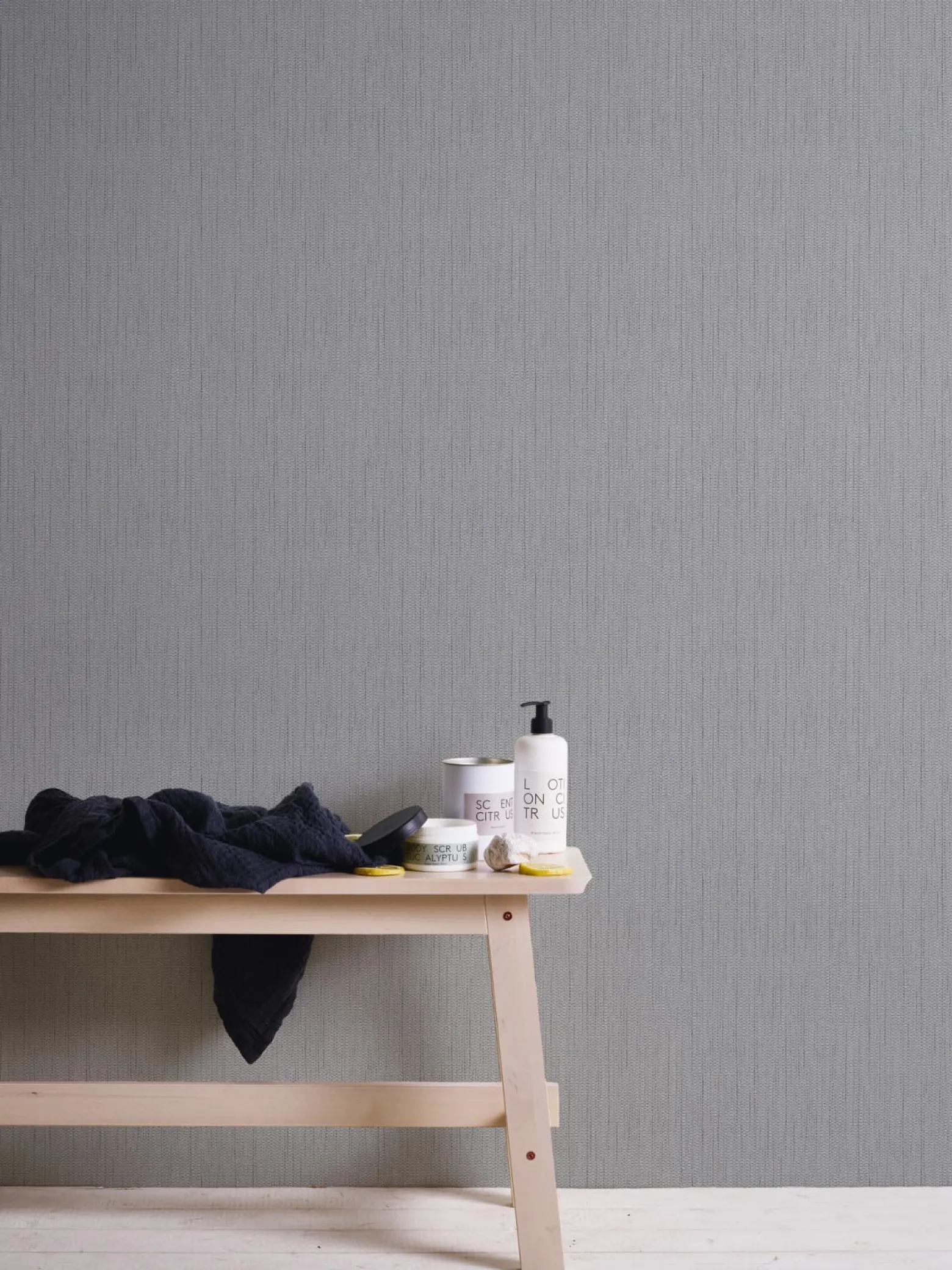Vliestapete Textil-Design grau silber Glitzer 3443-28