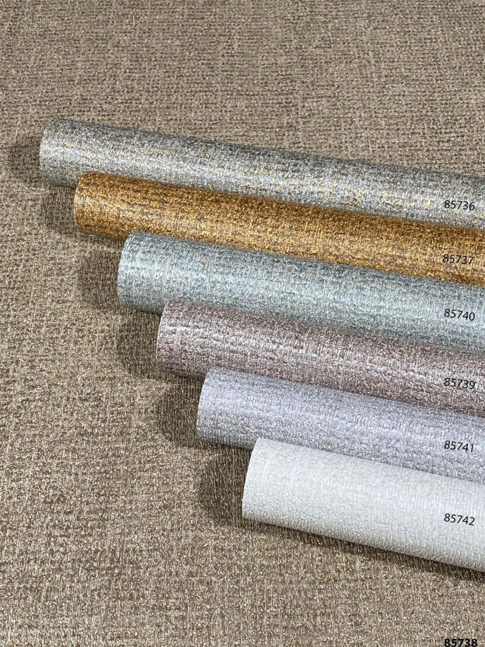 Vliestapete Textil Meliert grau Metallic 85741