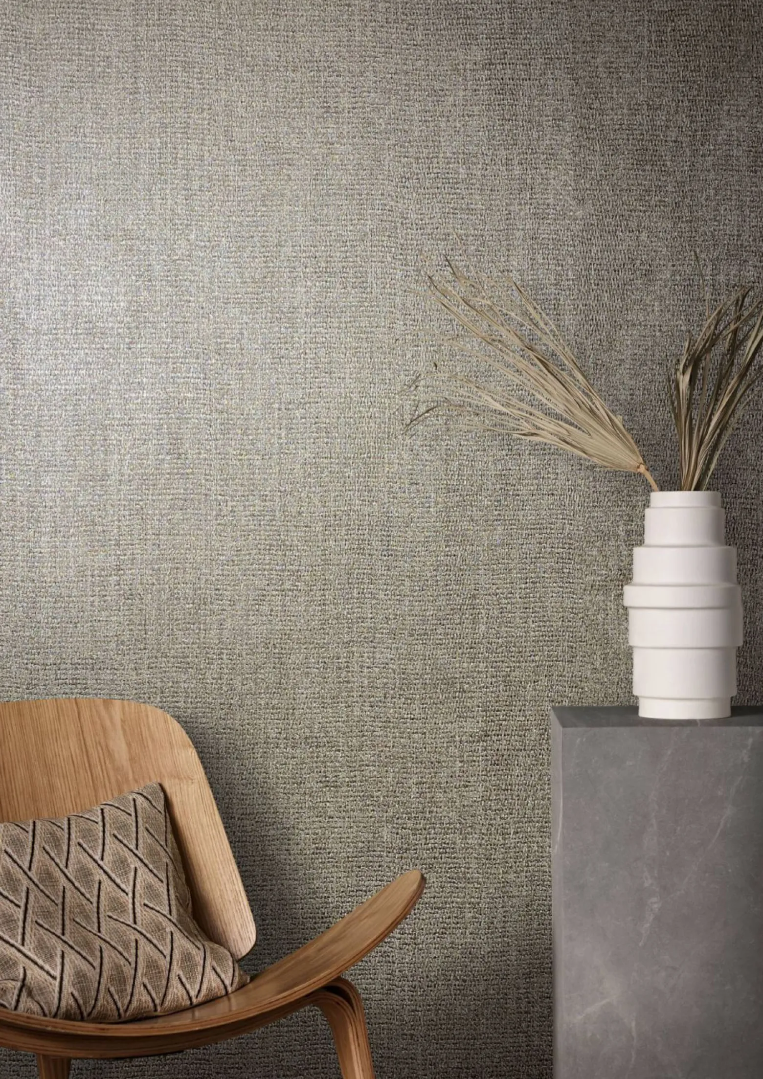 Vliestapete Textil Meliert grau gold Metallic 85738