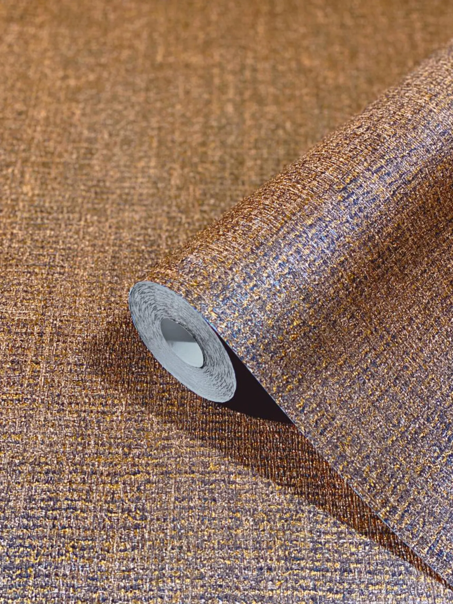 Vliestapete Textil Meliert kupfer Metallic 85737