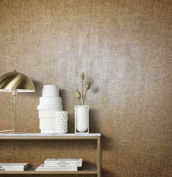 Vliestapete Textil Meliert kupfer Metallic 85737
