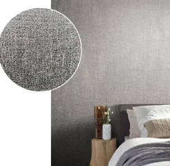 Vliestapete Textil Meliert silber-grün Metallic 85740