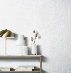 Vliestapete Textil Meliert weiß-grau Metallic 85742