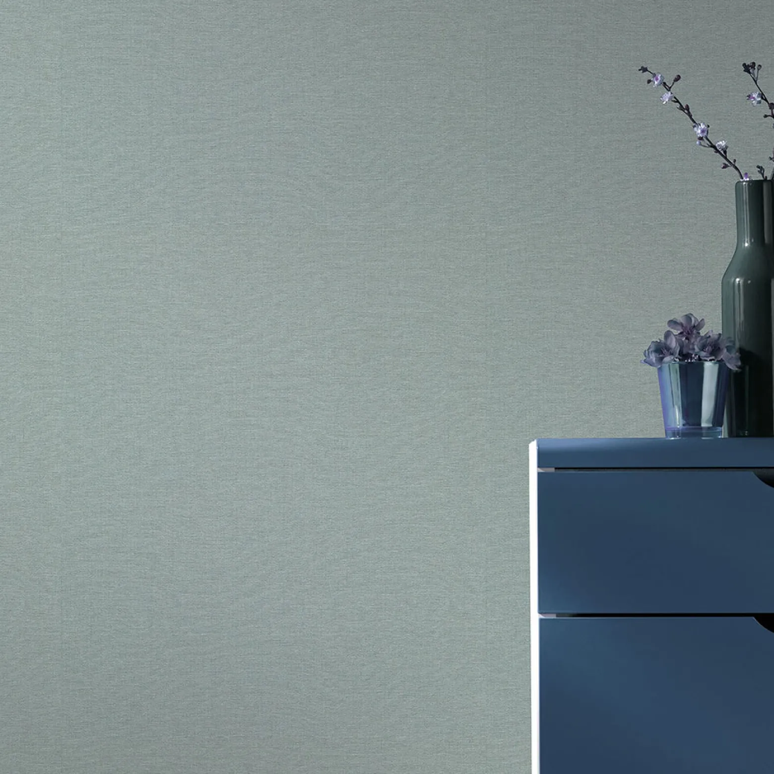 Vliestapete Textiloptik Einfarbig Blau Türkis 10510-18