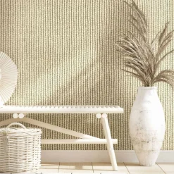 Vliestapete Textiloptik Jute Geflecht Beige Creme 45749