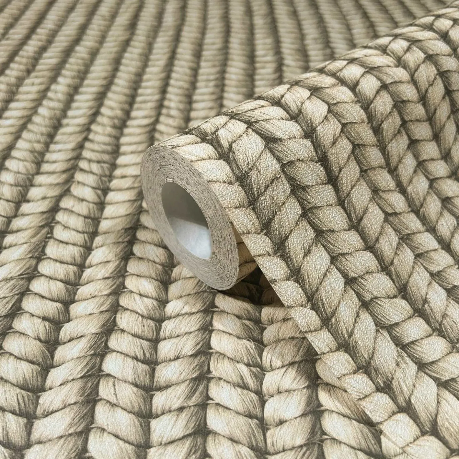 Vliestapete Textiloptik Jute Geflecht Beige Creme 45749