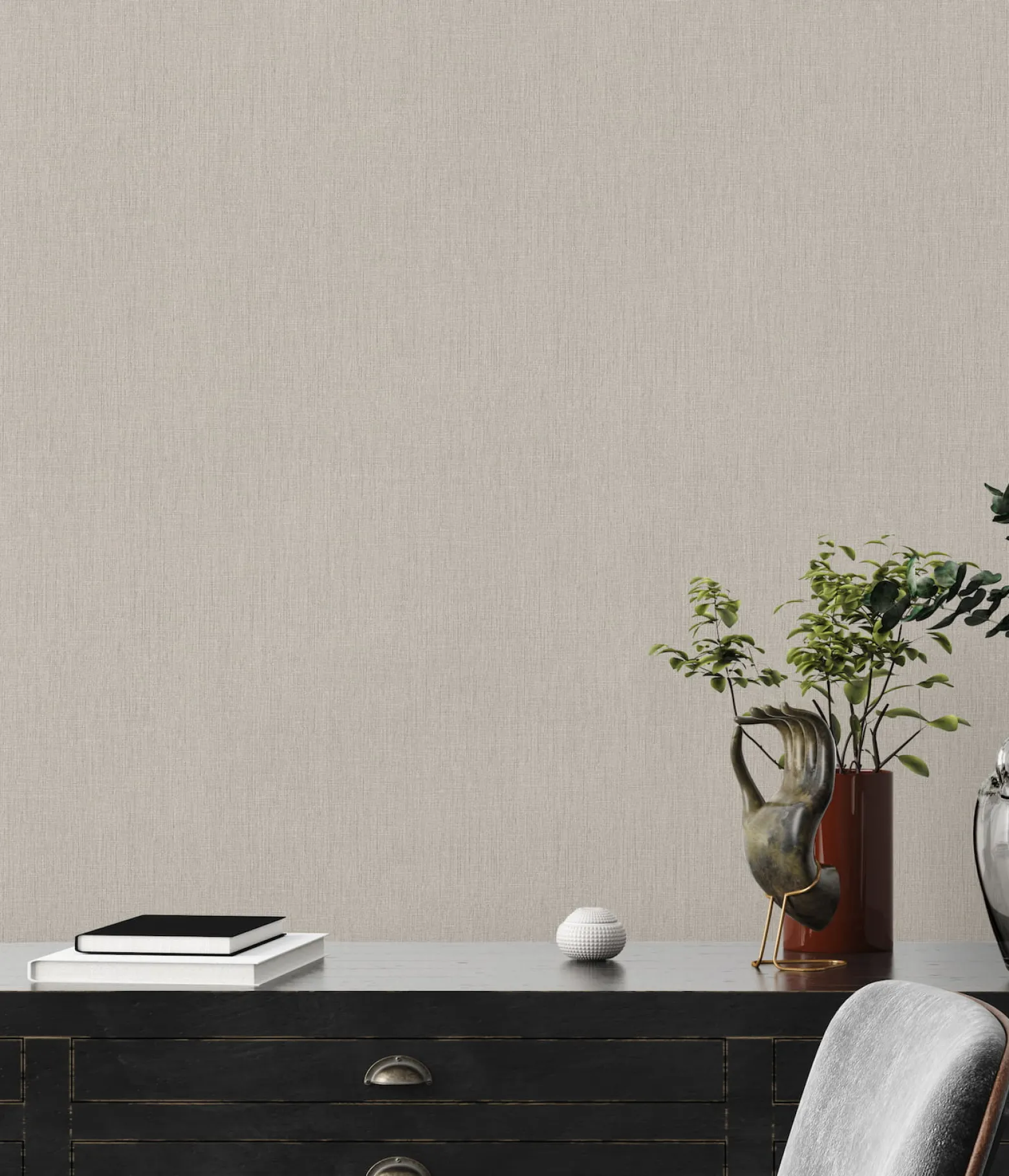 Vliestapete Textiloptik Uni Struktur Beige Braun 39651-4