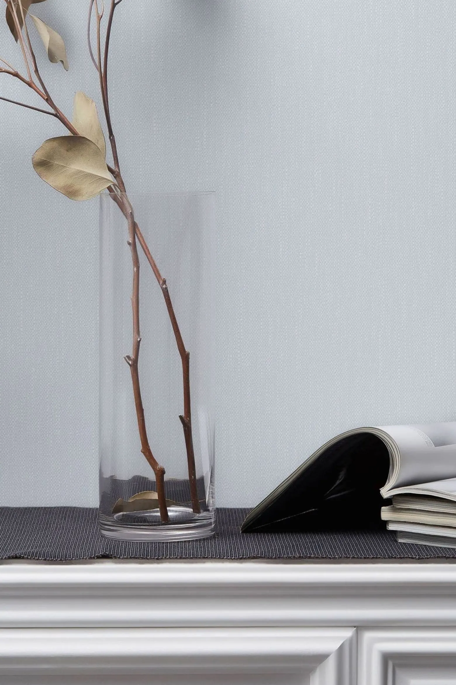 Vliestapete Textil Optik Uni Modern Blau Creme 47609