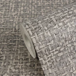 Vliestapete Textil Sisal Optik Dunkelgrau 79112-5