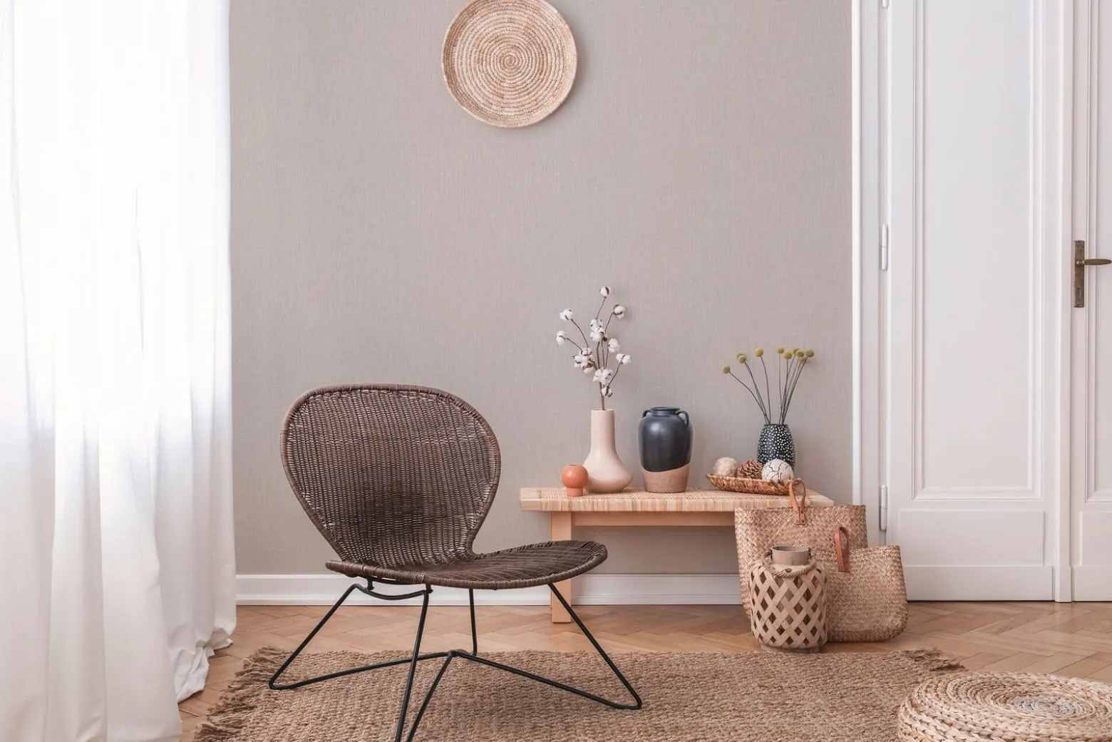 Vliestapete texturiert Uni beige 37952-5
