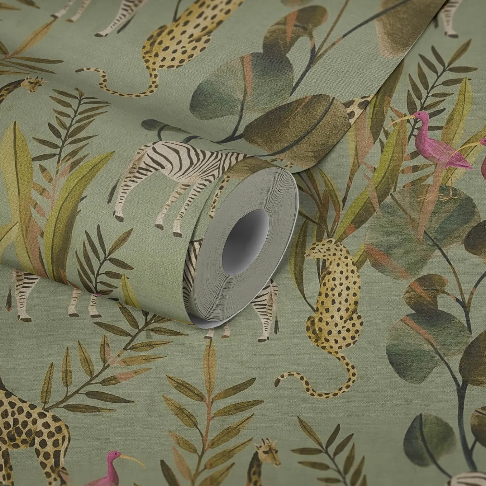 Vliestapete Tiere Exotisch Grün Beige 78218-1