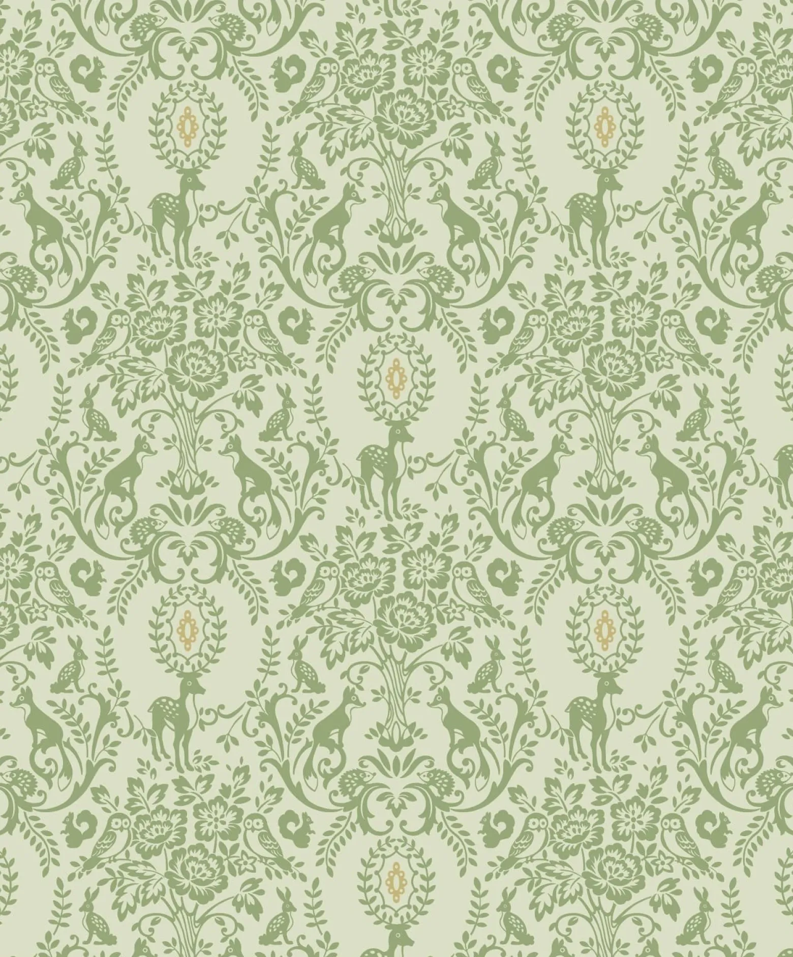 Vliestapete Tiere Floral Grün Gold Metallic JS3312