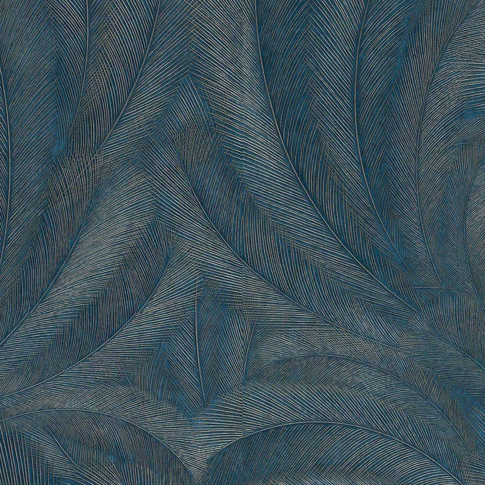 Vliestapete Tropen Blätter Petrol Silber Metallic 10476-19