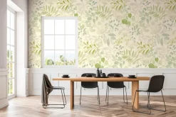 Vliestapete Tropisch Aquarell Creme Grün 39693-2