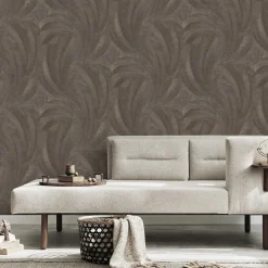 Vliestapete Tropisch Blätter Grau Gold Metallic 10476-47