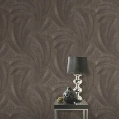 Vliestapete Tropisch Blätter Grau Gold Metallic 10476-47