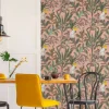 Vliestapete Tropisch Blätter Rosa Beige Grün 39748-1