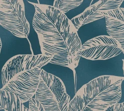 Vliestapete Tropisch Blätter Blau Beige 38663-1