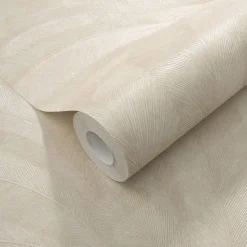 Vliestapete Tropisch Blätter Beige Creme Glitzer 10476-02