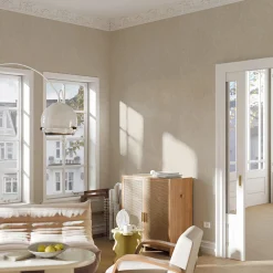 Vliestapete Tropisch Blätter Beige Creme Glitzer 10476-02