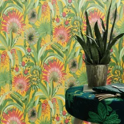 Vliestapete Tropisch Floral Gelb Grün Rot 10390-20