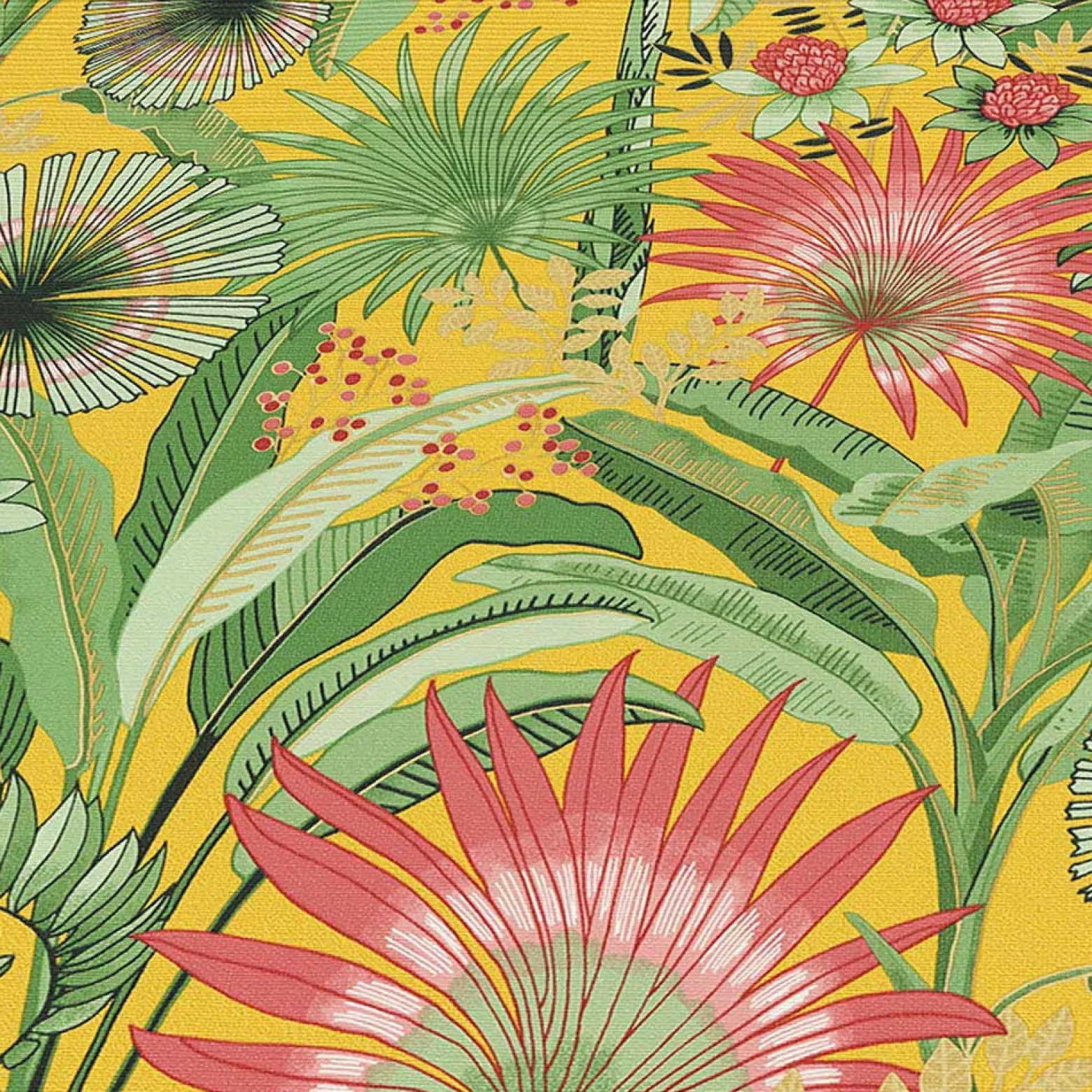Vliestapete Tropisch Floral Gelb Grün Rot 10390-20