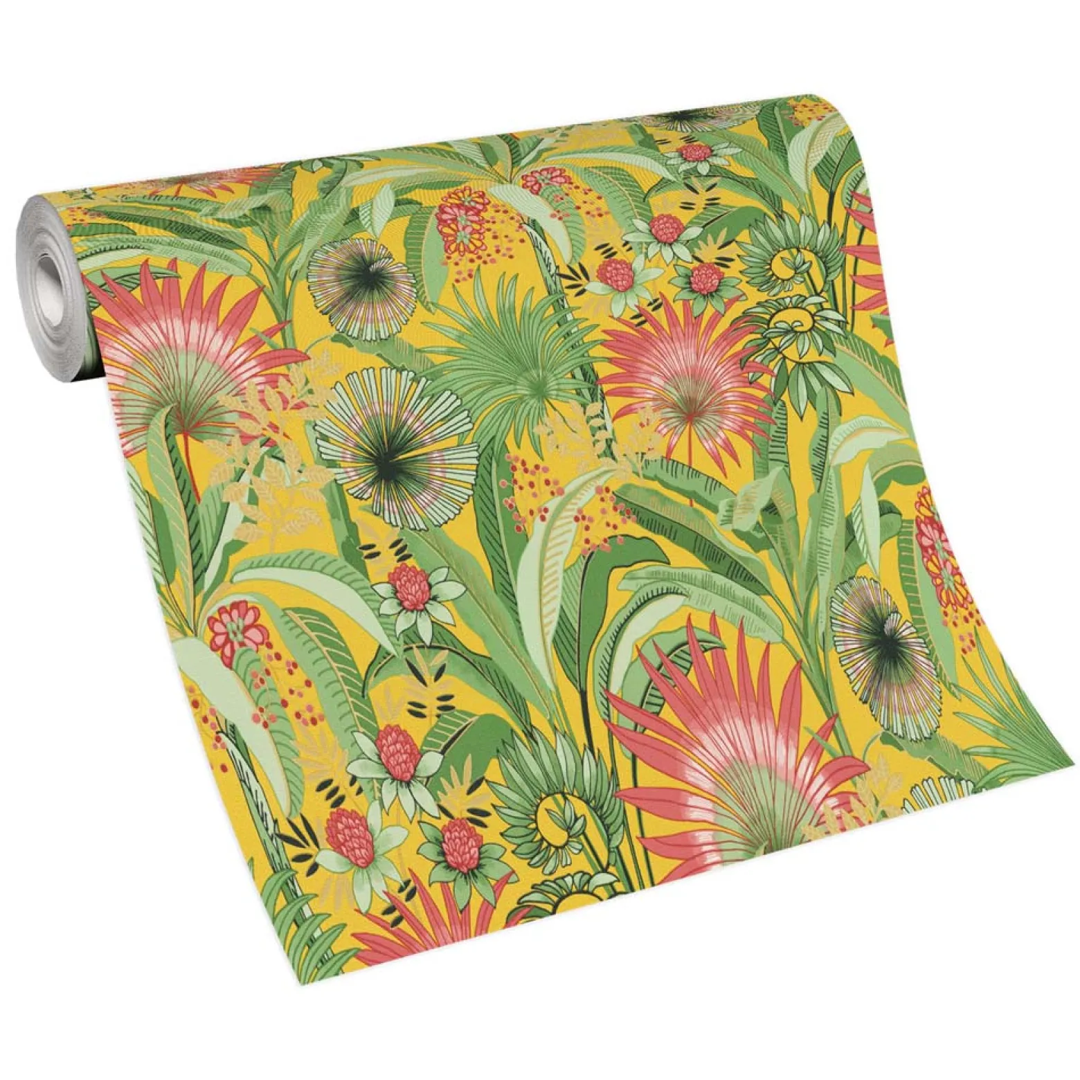 Vliestapete Tropisch Floral Gelb Grün Rot 10390-20