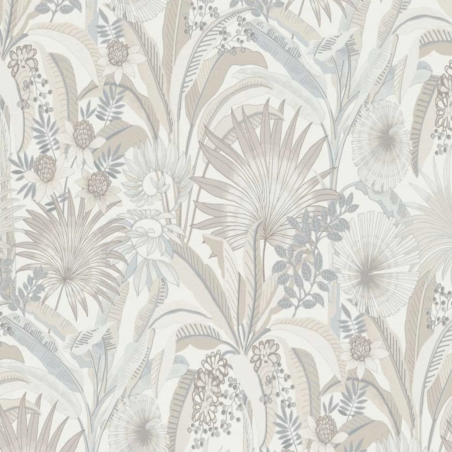 Vliestapete Tropisch Floral Creme Beige Grau 10390-02