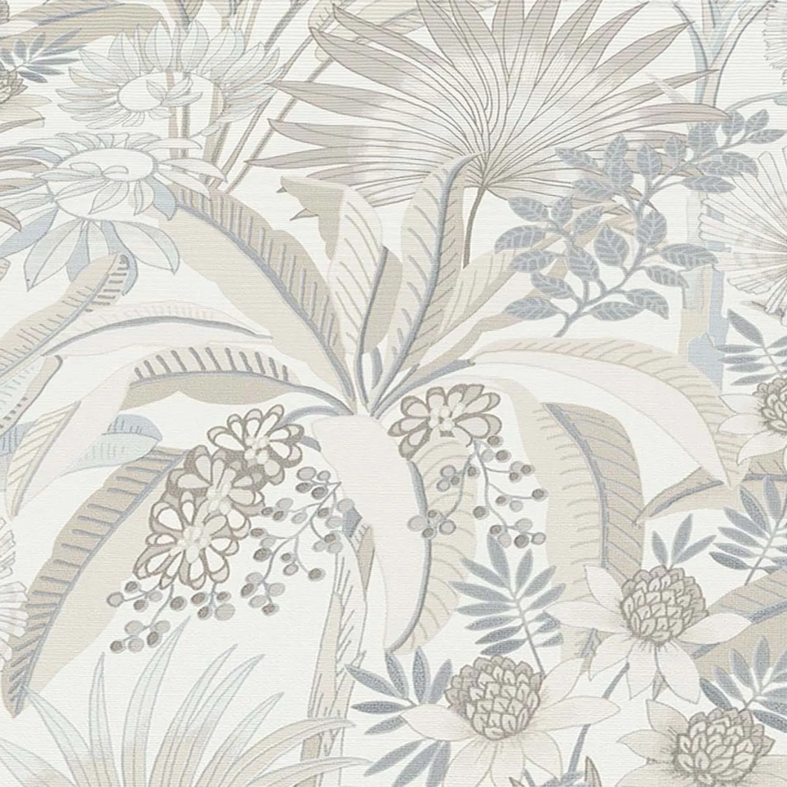 Vliestapete Tropisch Floral Creme Beige Grau 10390-02