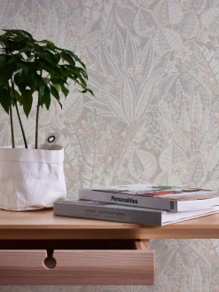 Vliestapete Tropisch Floral Grau Beige Creme 39653-4