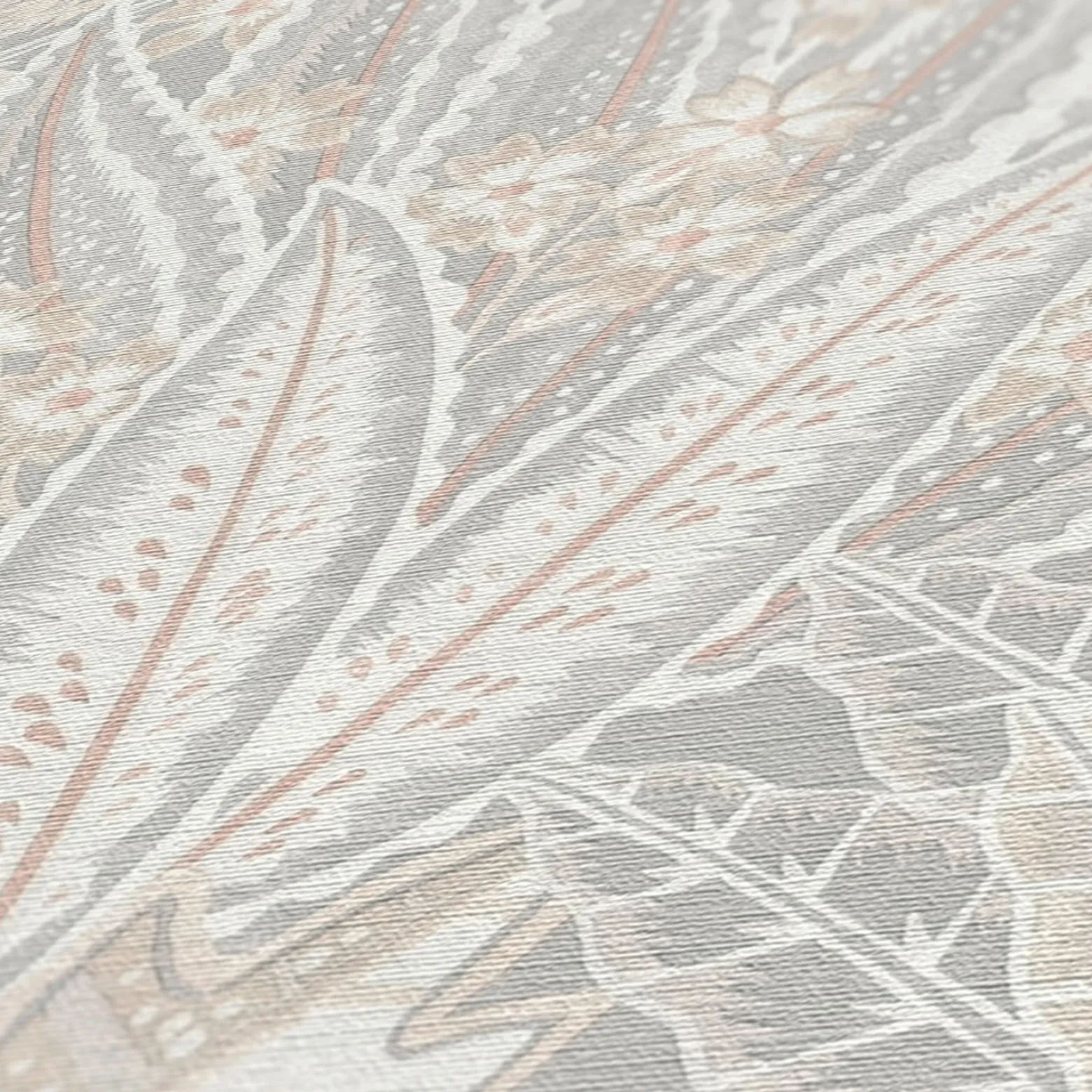 Vliestapete Tropisch Floral Grau Beige Creme 39653-4