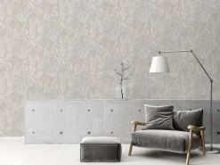 Vliestapete Tropisch Floral Grau Beige Creme 39653-4